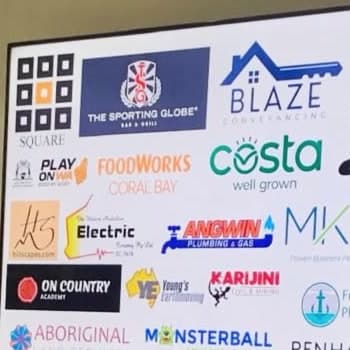 Magpies partner logos on the sponsor board in the clubrooms