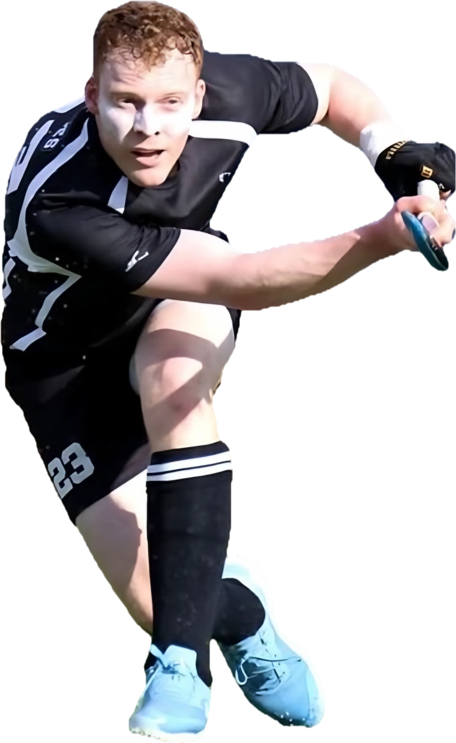 Ben O'Grady hitting the ball in Magpies kit
